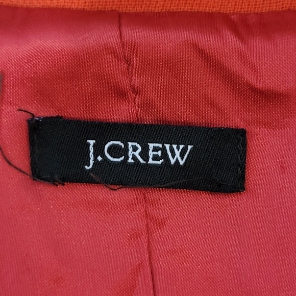 J Crew Red Poly / Wool Blend Button Front Cropped Blazer w/ Arm Stripe - Sz L/12 - Picture 9 of 16